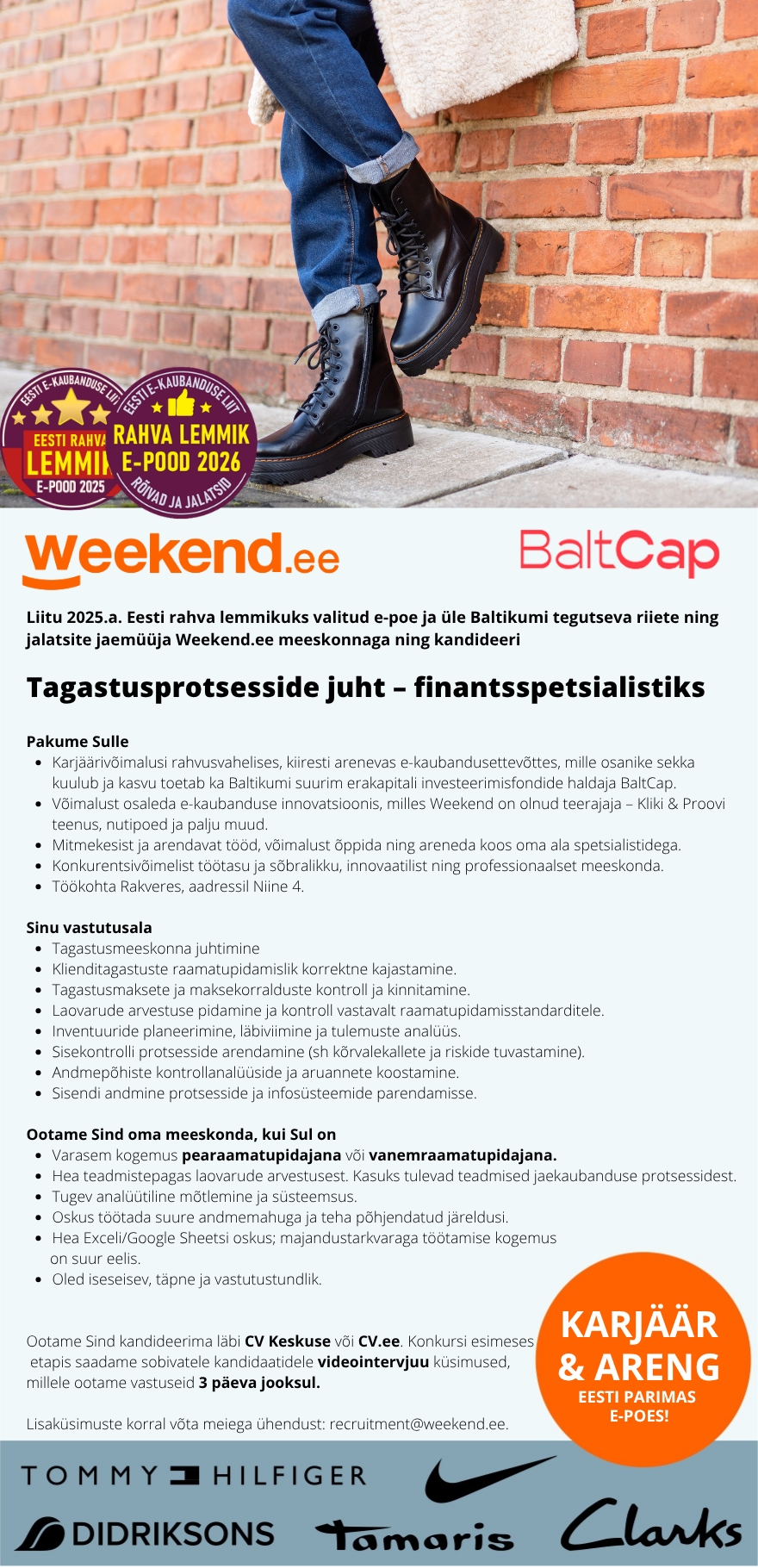 Weekend Eesti OÜ Tagastusprotsesside juht-finantsspetsialist