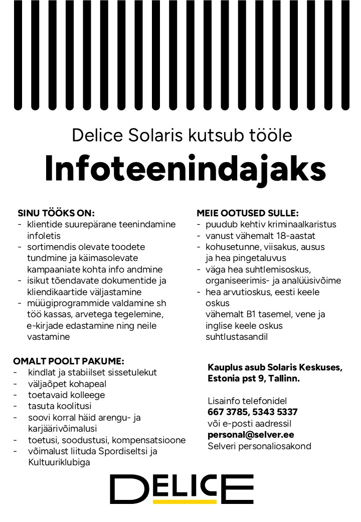 Selver Infoteenindaja Delice Solaris kaupluses
