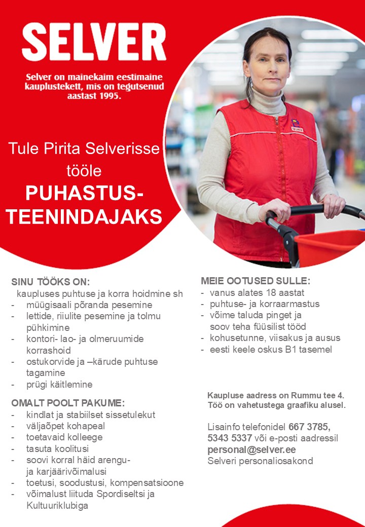 Selver Puhastusteenindaja Pirita Selveris