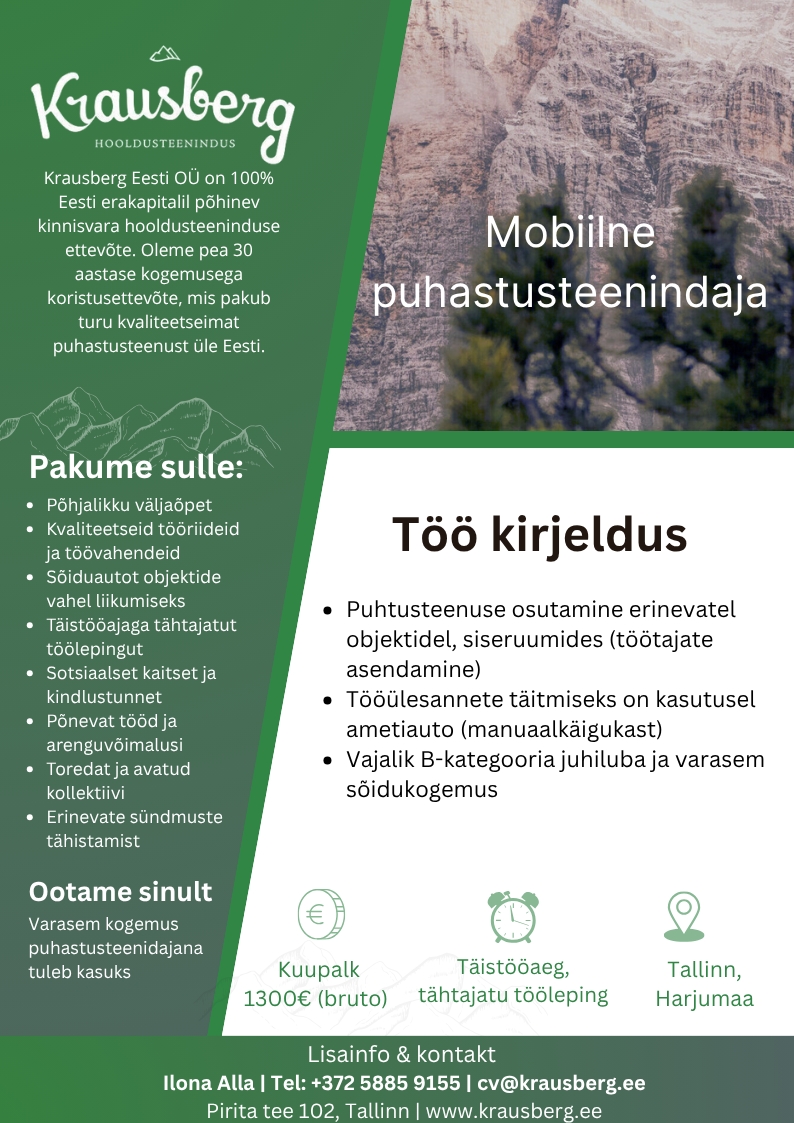 Krausberg Eesti OÜ Mobiilne puhastusteenindaja