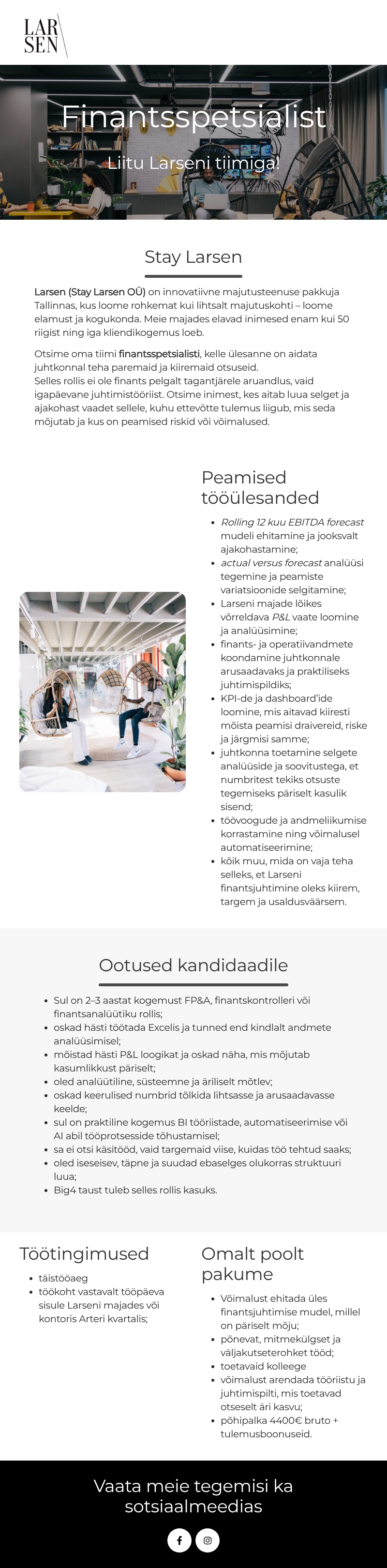 Stay Larsen OÜ Finantsspetsialist