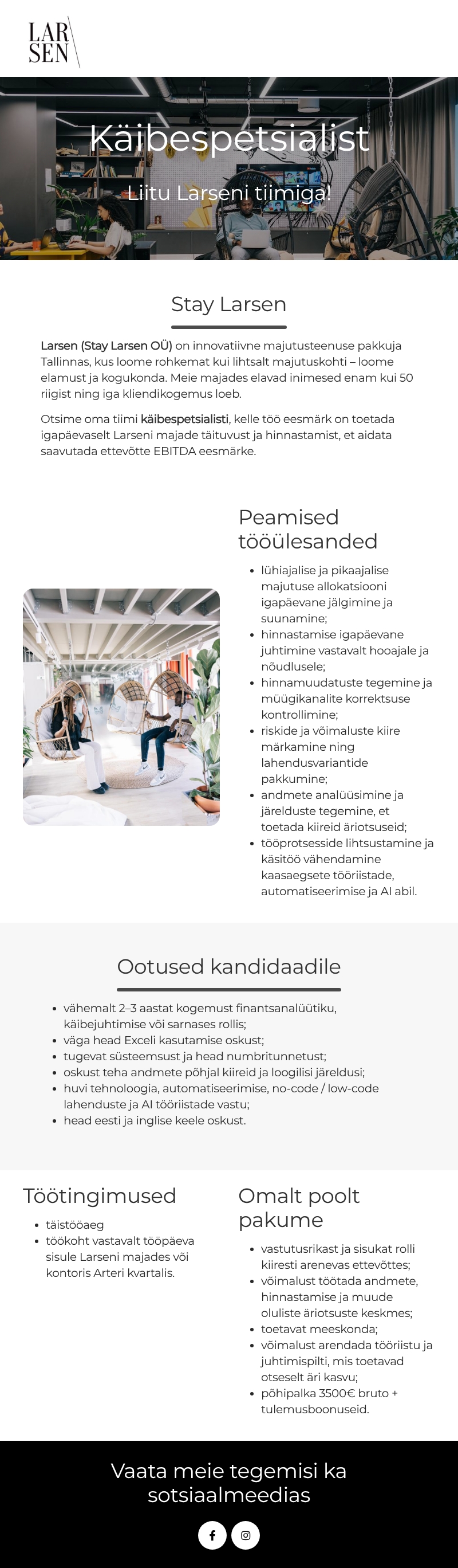 Stay Larsen OÜ Käibespetsialist