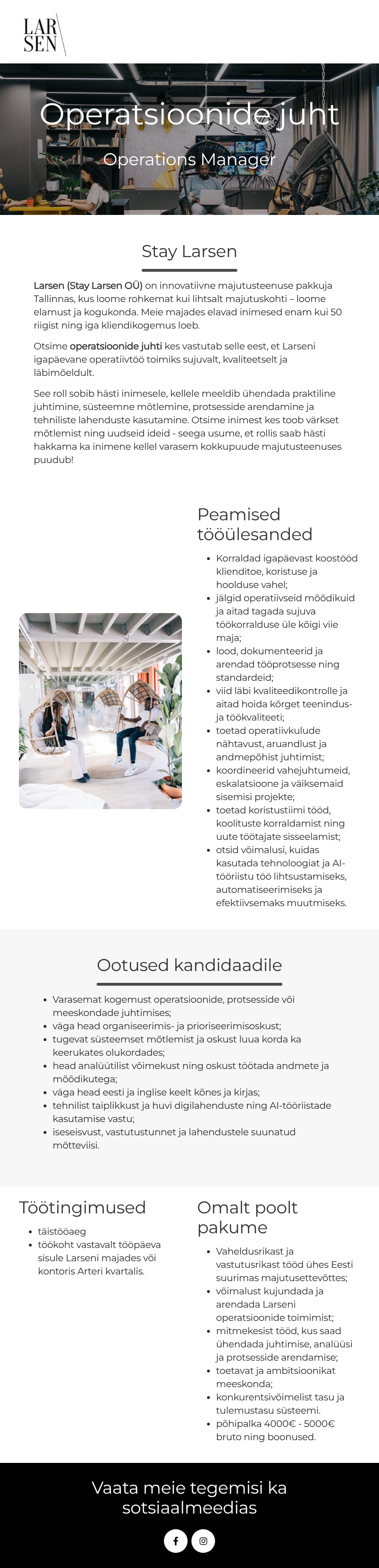 Stay Larsen OÜ Operations Manager