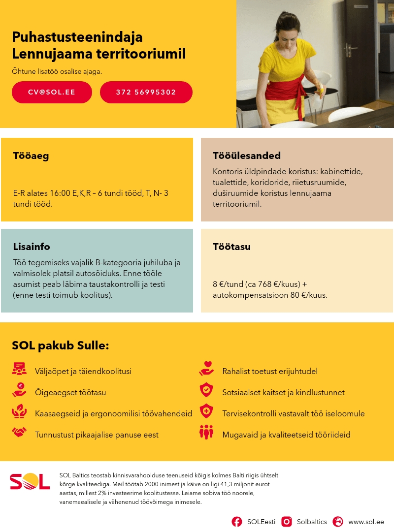 SOL Baltics OÜ Puhastusteenindaja Lennujaama territooriumil