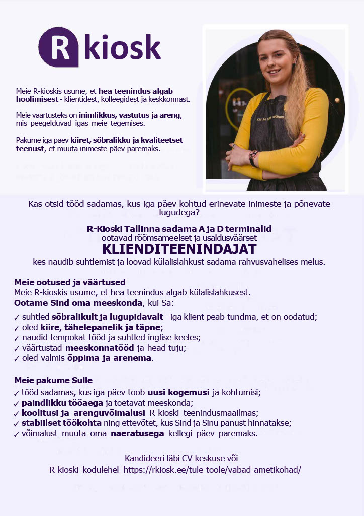 Reitan Convenience Estonia AS A ja D Terminali R-kioski klienditeenindaja