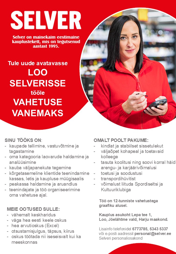 Selver Vahetuse vanem uues avatavas Loo Selveris
