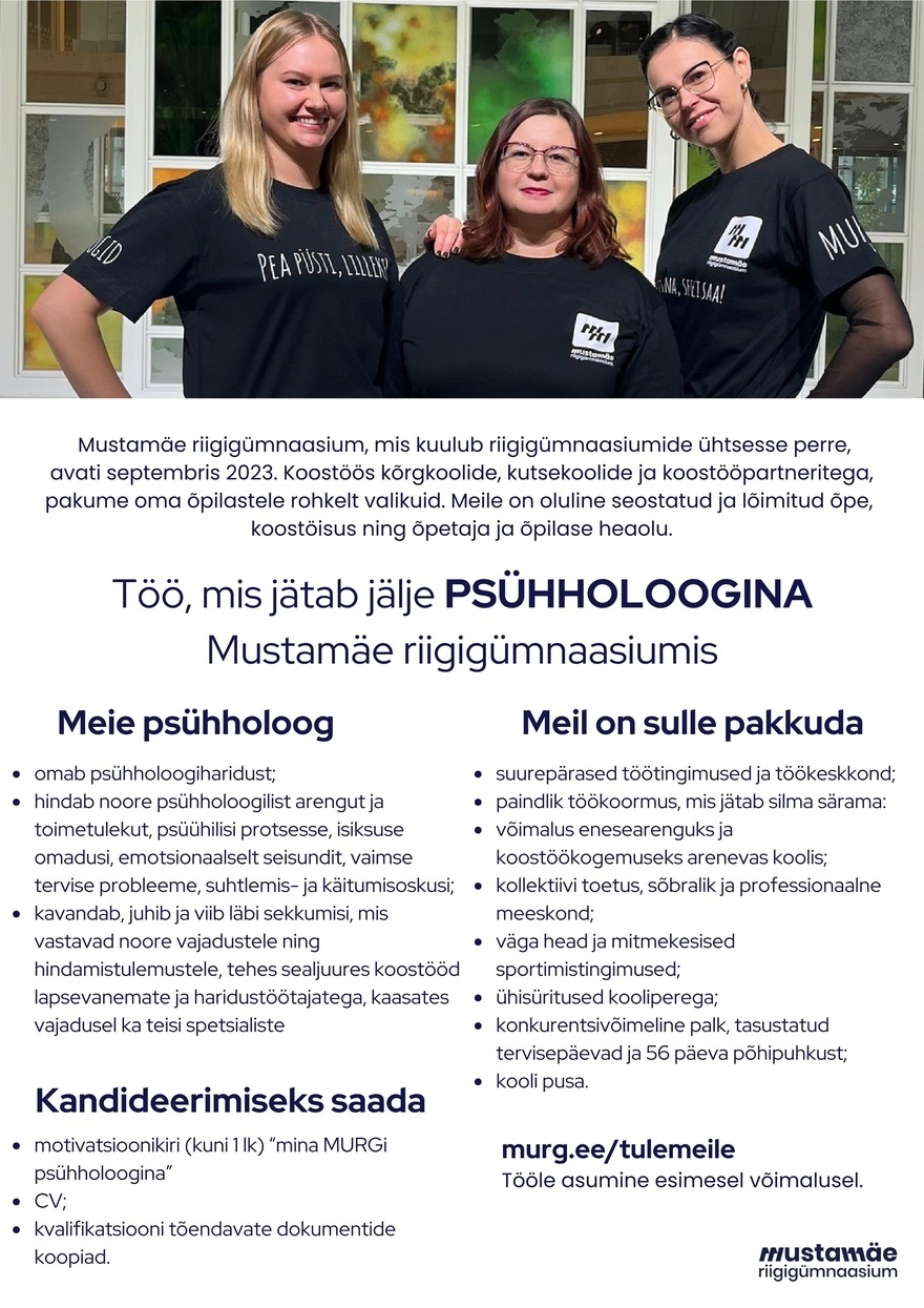 Tallinna Mustamäe Riigigümnaasium PSÜHHOLOOG