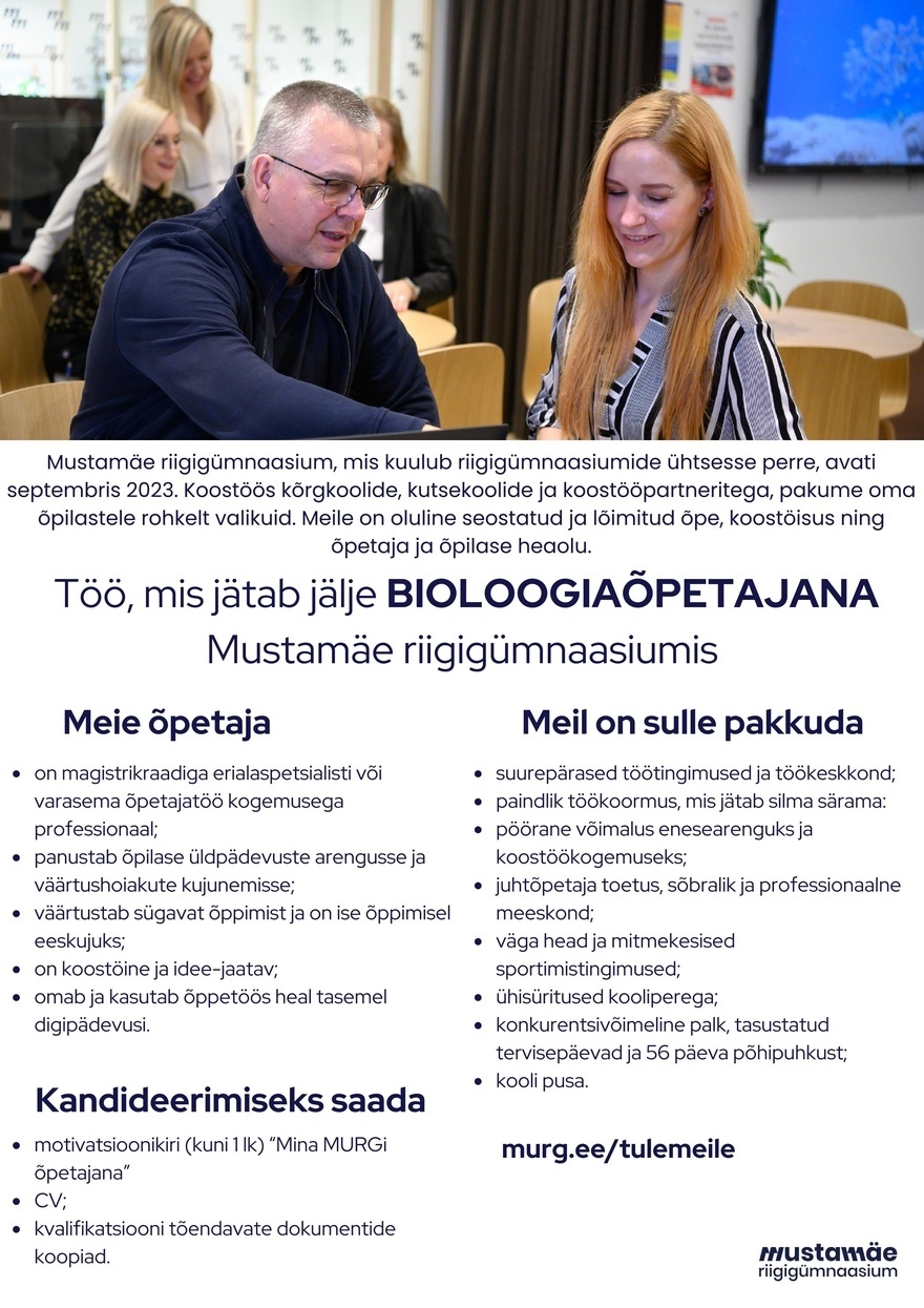 Tallinna Mustamäe Riigigümnaasium Hea bioloogia õpetaja