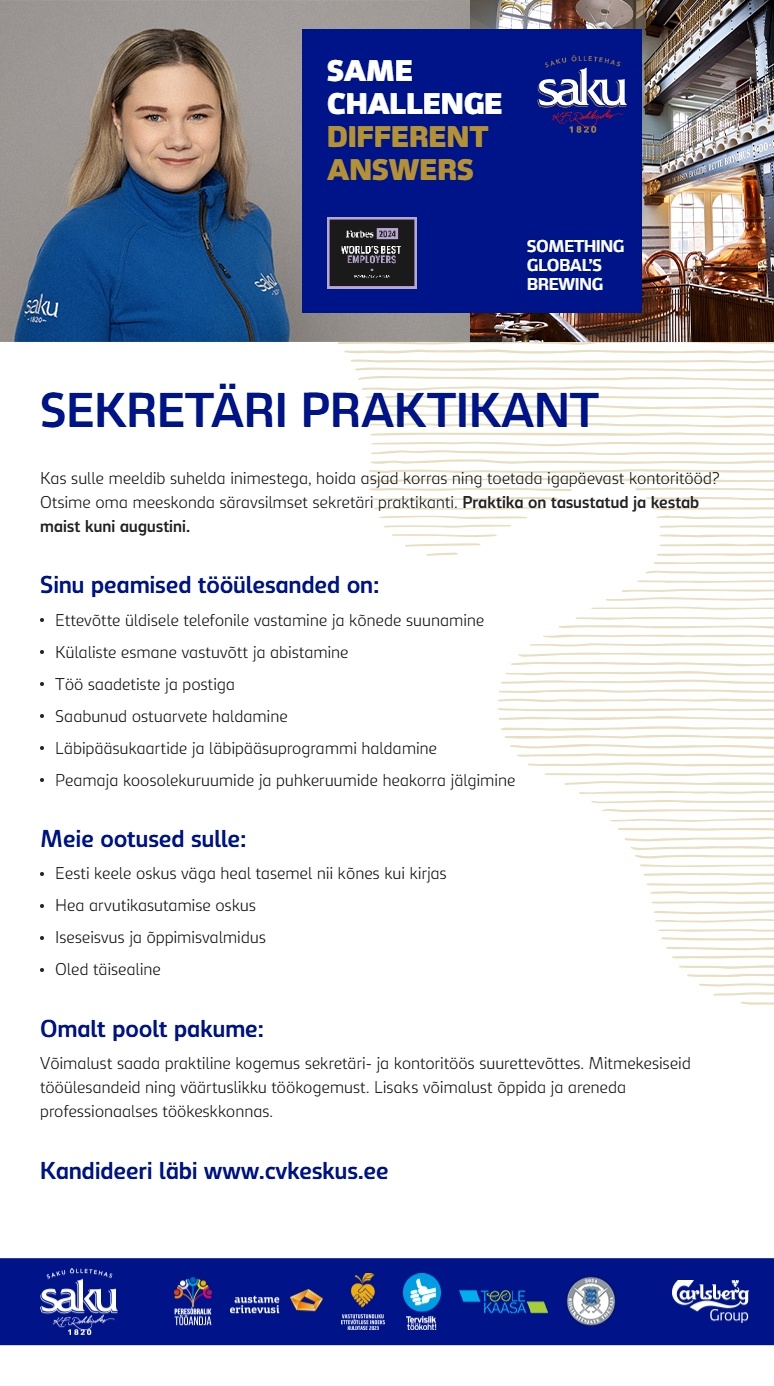 Saku Õlletehase AS Sekretäri praktikant