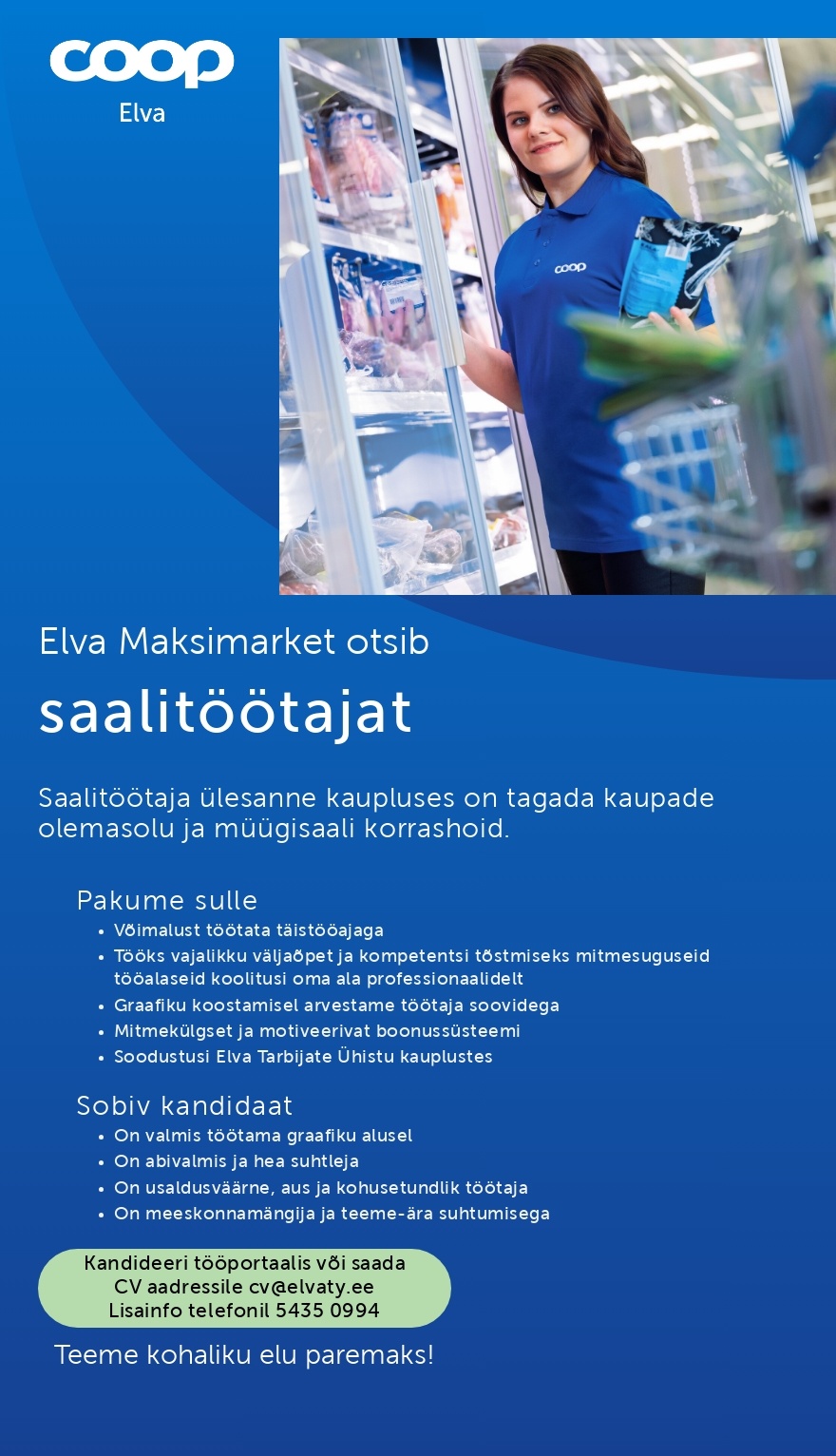 Elva Tarbijate Ühistu Saalitöötaja Elva Maksimarketisse