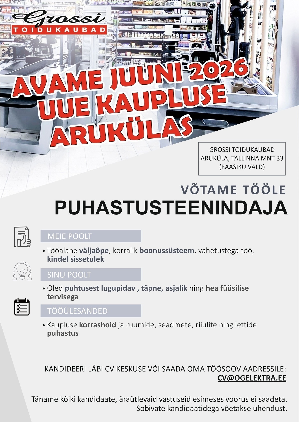 OG Elektra AS Puhastusteenindaja (UUS kauplus Arukülas)