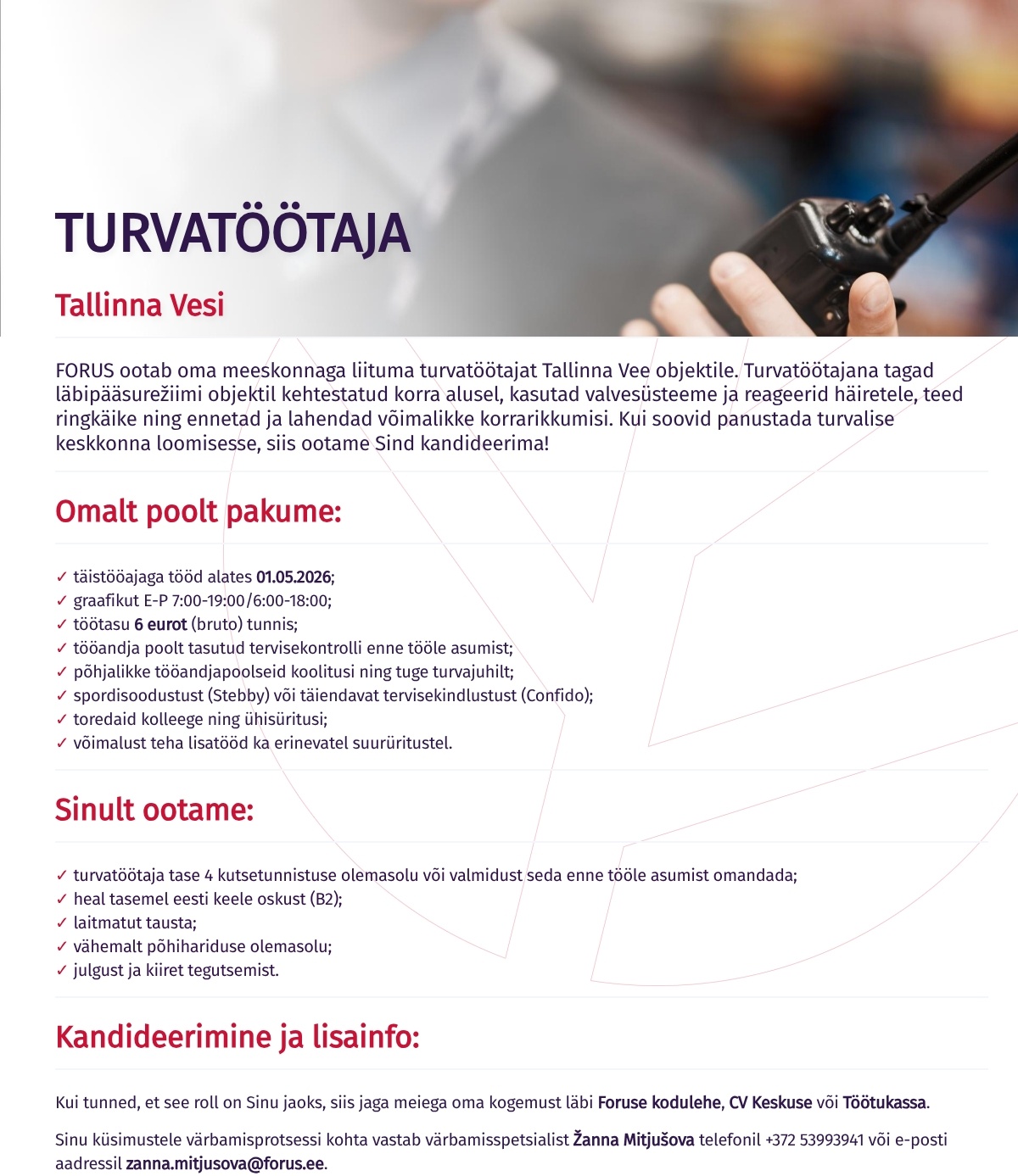 Forus Security AS Turvatöötaja (Tallinna Vesi)