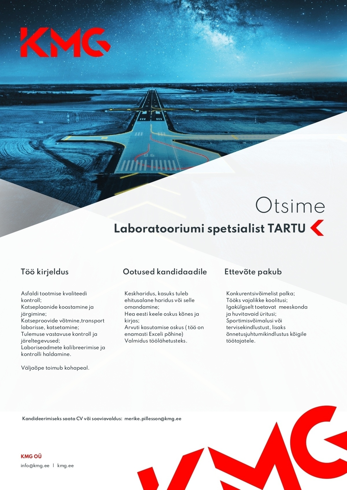 KMG OÜ Laboratooriumi spetsialist