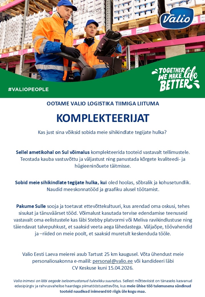 Valio Eesti AS Komplekteerija