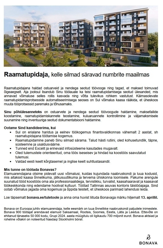 BONAVA EESTI OÜ Raamatupidaja