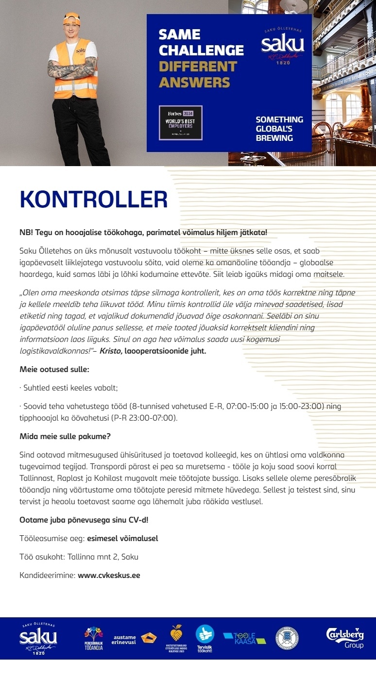 Saku Õlletehase AS Kontroller