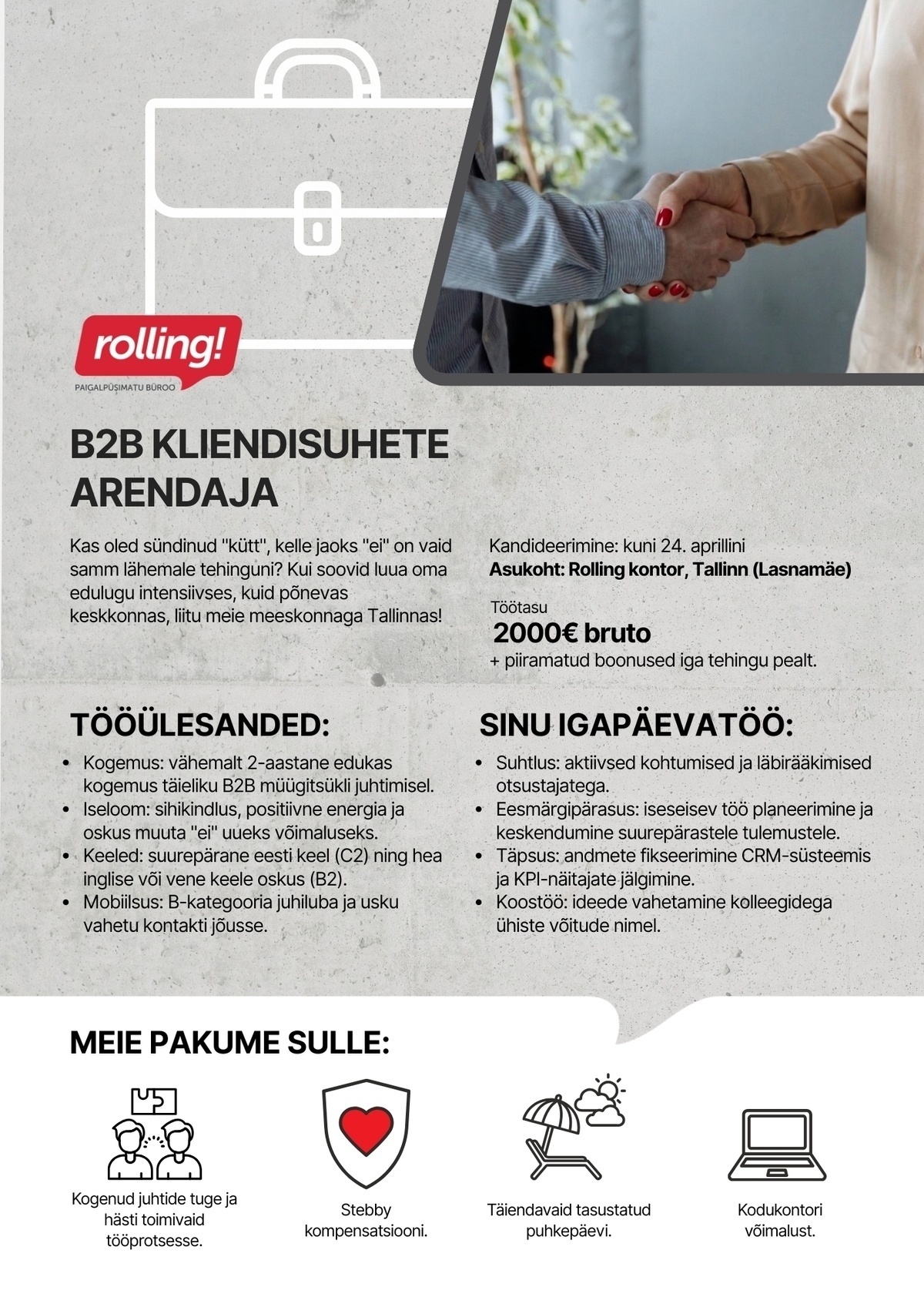 ROLLING OÜ B2B KLIENDISUHETE ARENDAJA