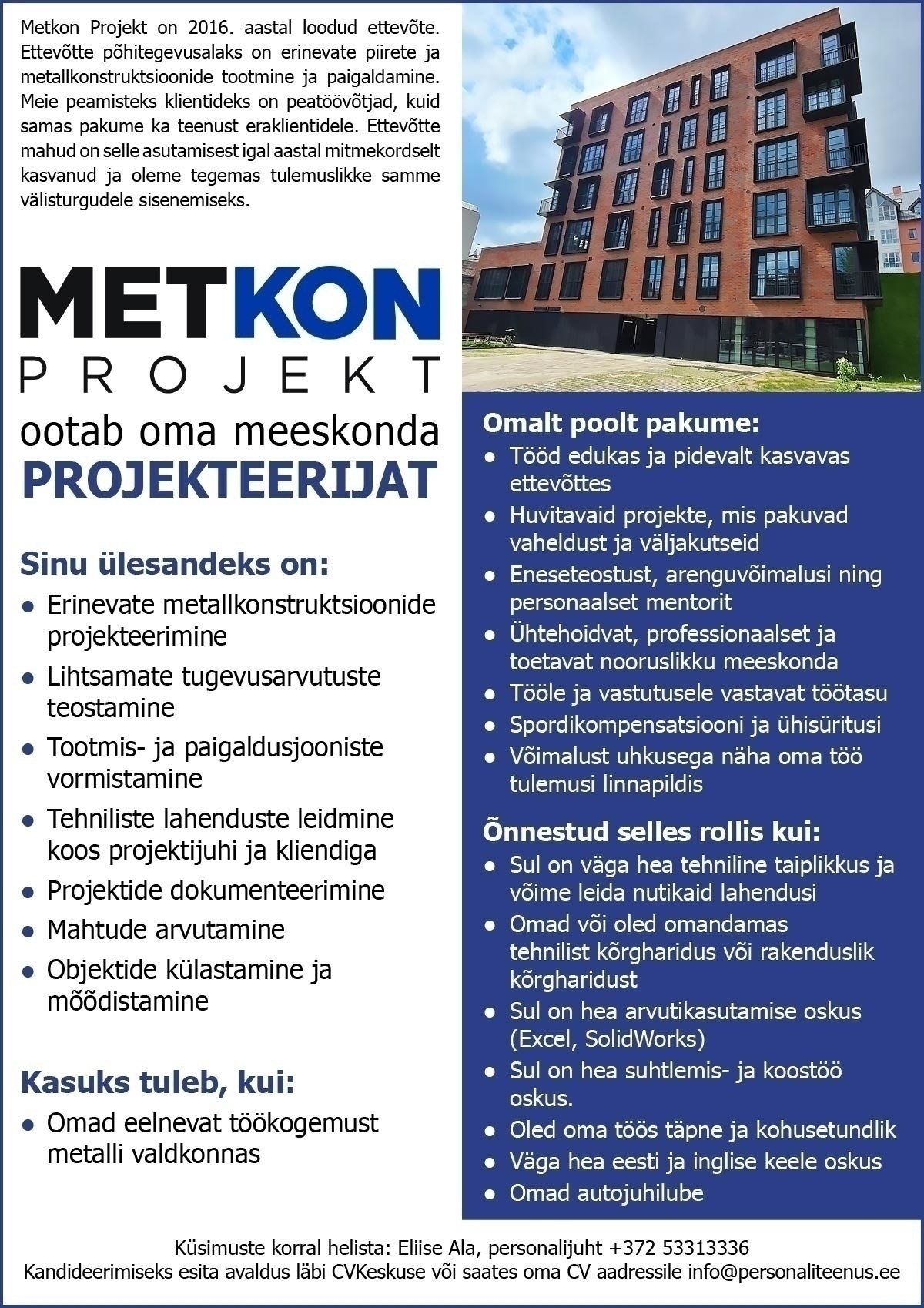 Metkon Projekt OÜ Projekteerija