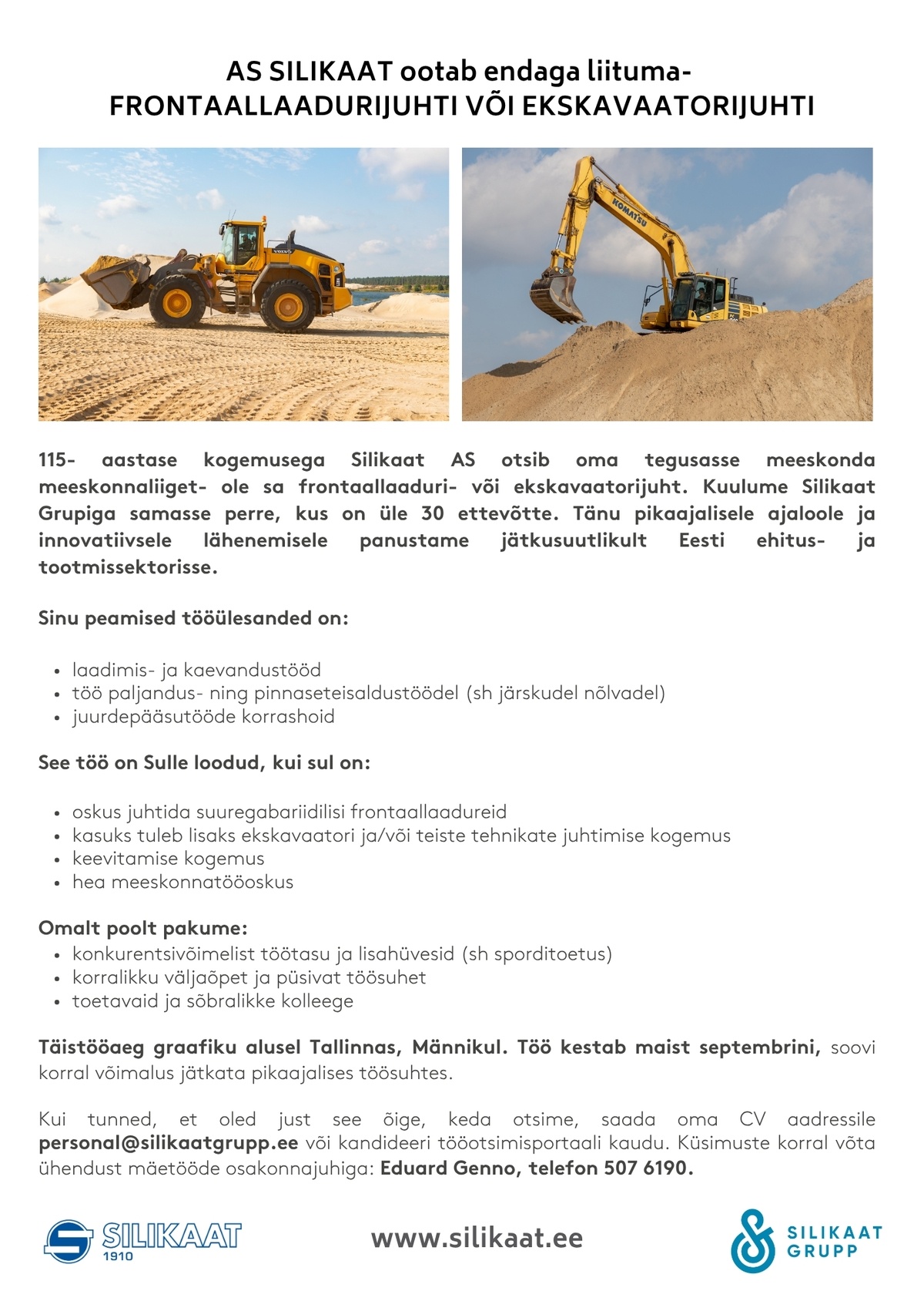 Silikaat Grupp AS Frontaallaadurijuht või ekskavaatorijuhtt