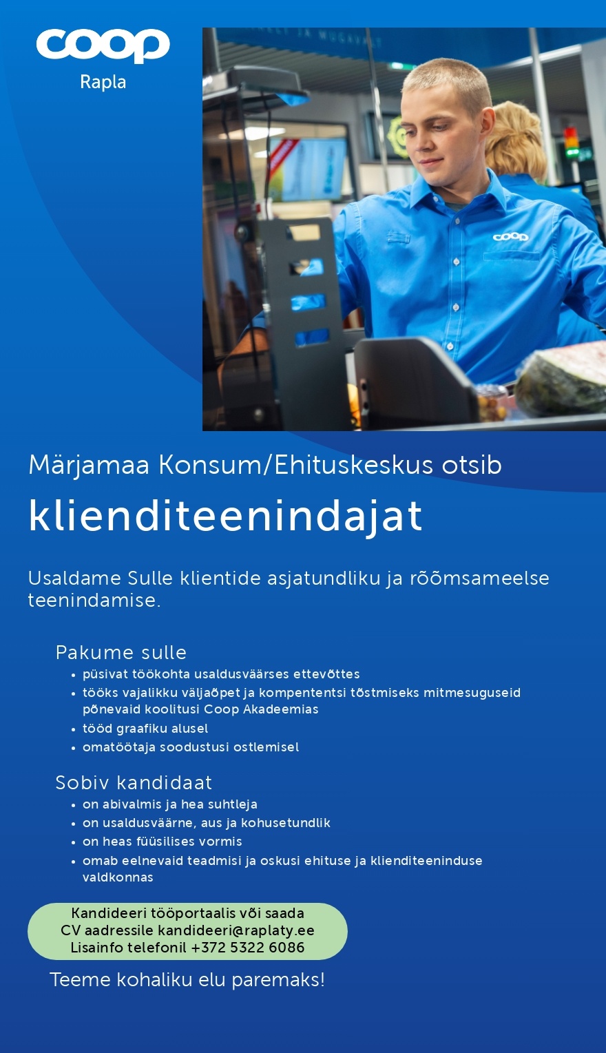 Rapla Tarbijate Ühistu Klienditeenindaja Märjamaa Konsum/Ehituskeskuses (Coop Rapla)