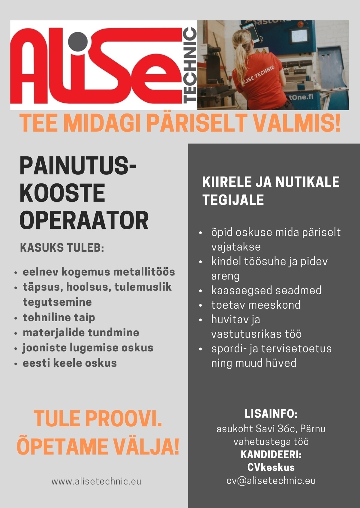 ALISE TECHNIC OÜ Operaator