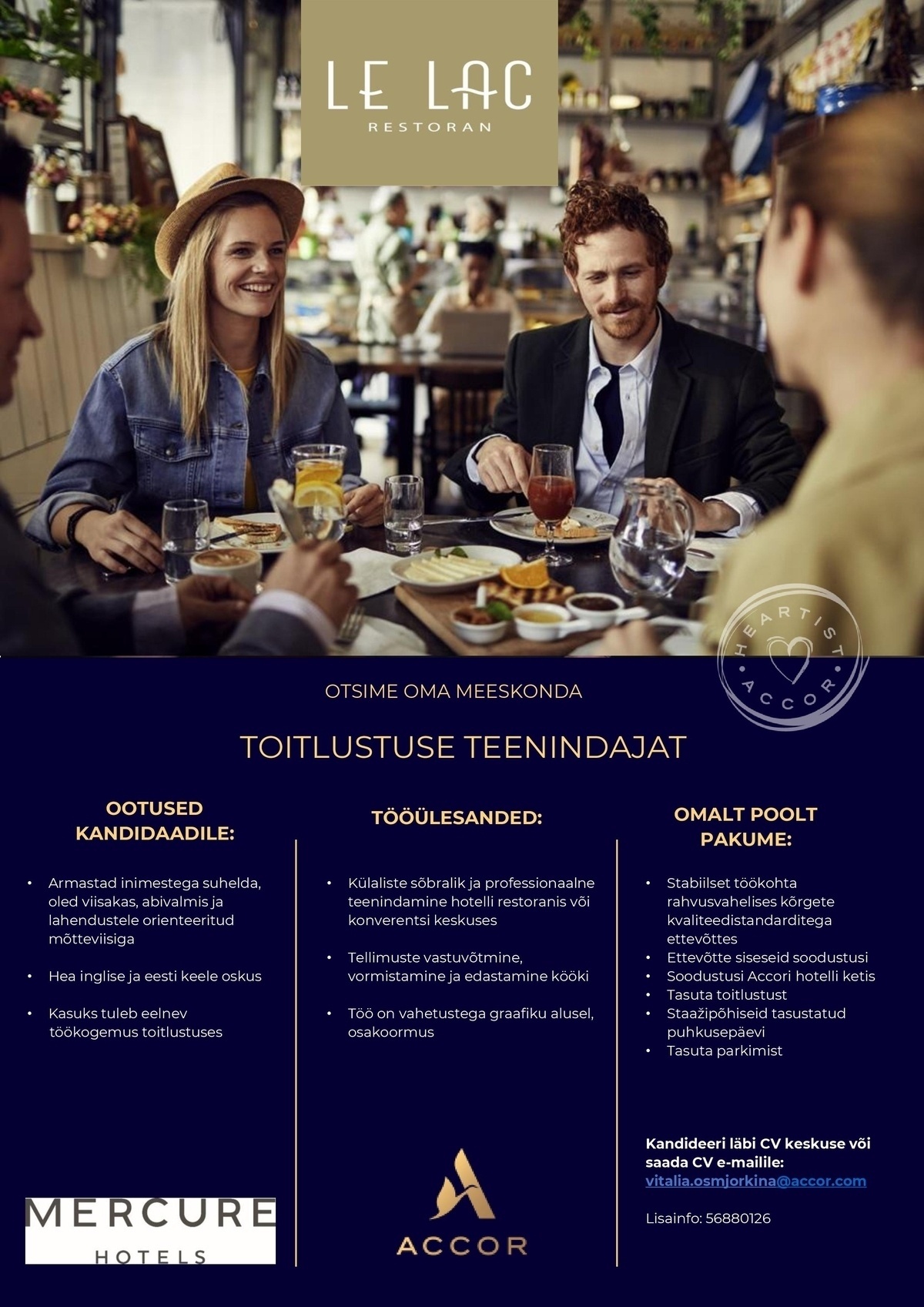 Mercure Tallinn (Airport Hotel OP OÜ) Toitlustuse teenindaja (osakoormusega)