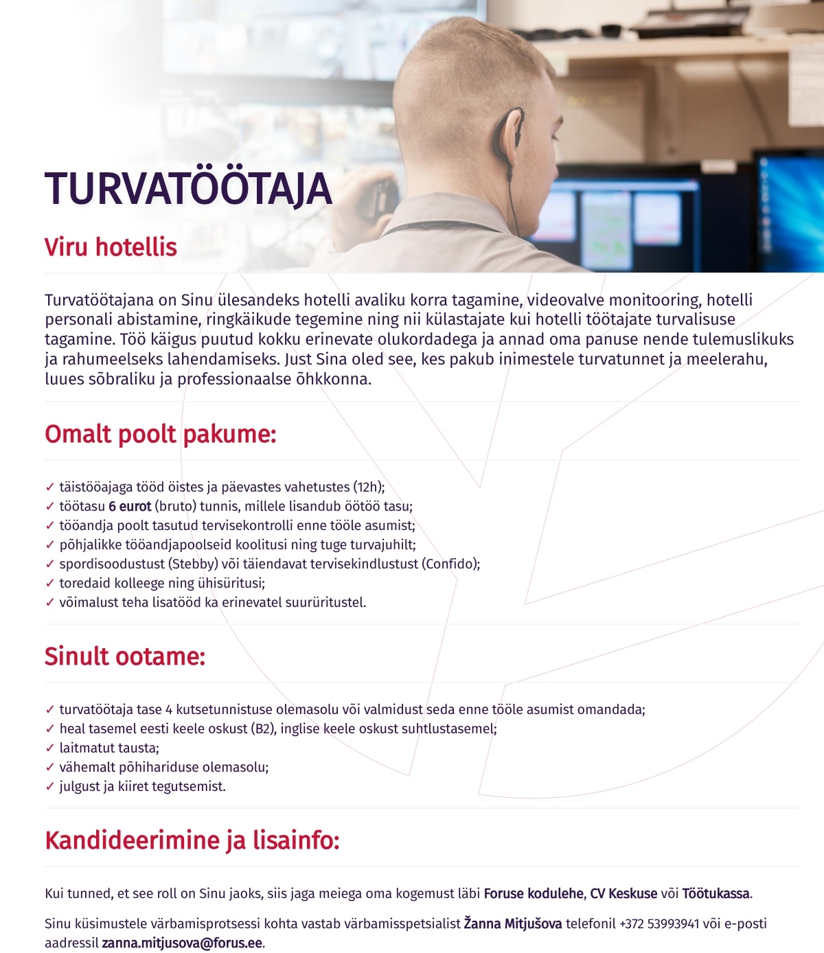 Forus Security AS Turvatöötaja Viru hotellis