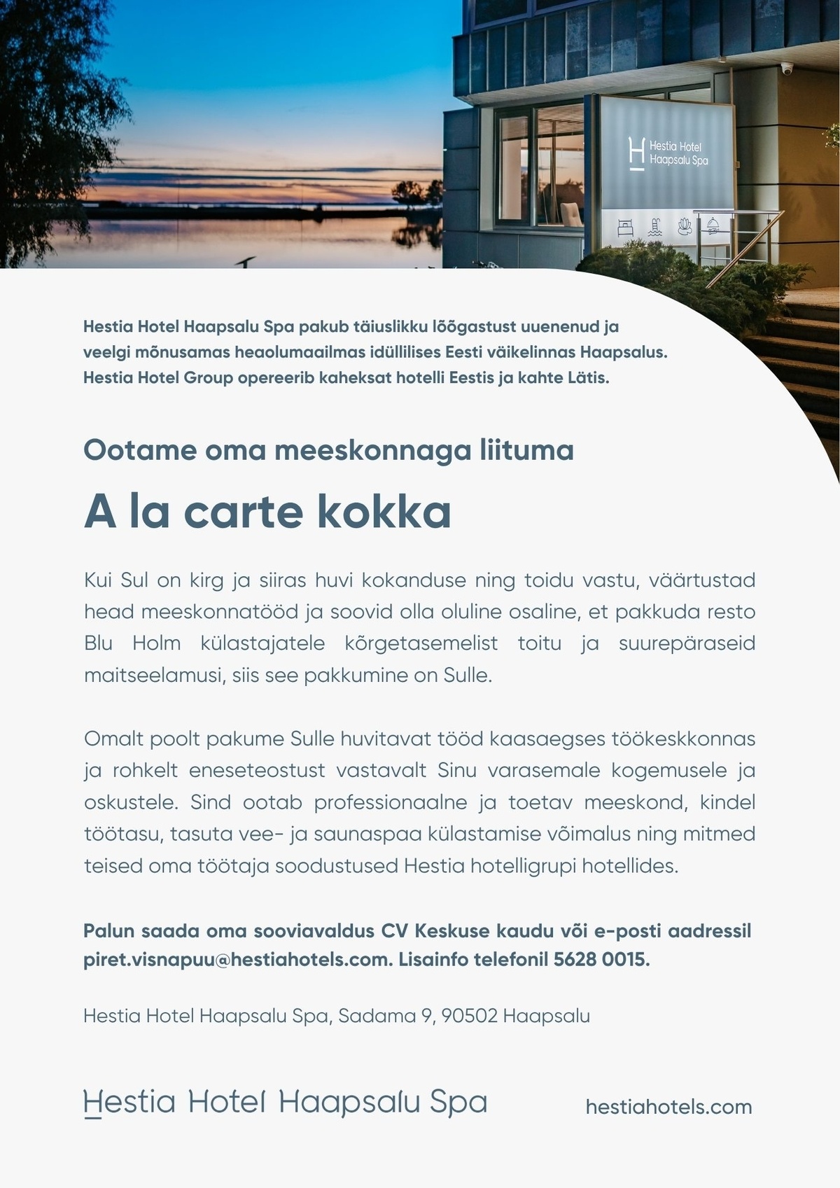 Hestia Hotel Haapsalu Spa A la carte kokk