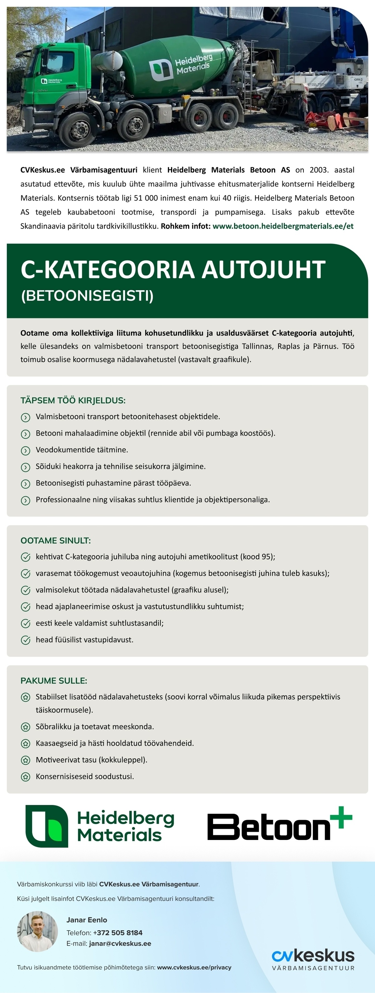 Heidelberg Materials Betoon AS C-KATEGOORIA AUTOJUHT (betoonisegisti)