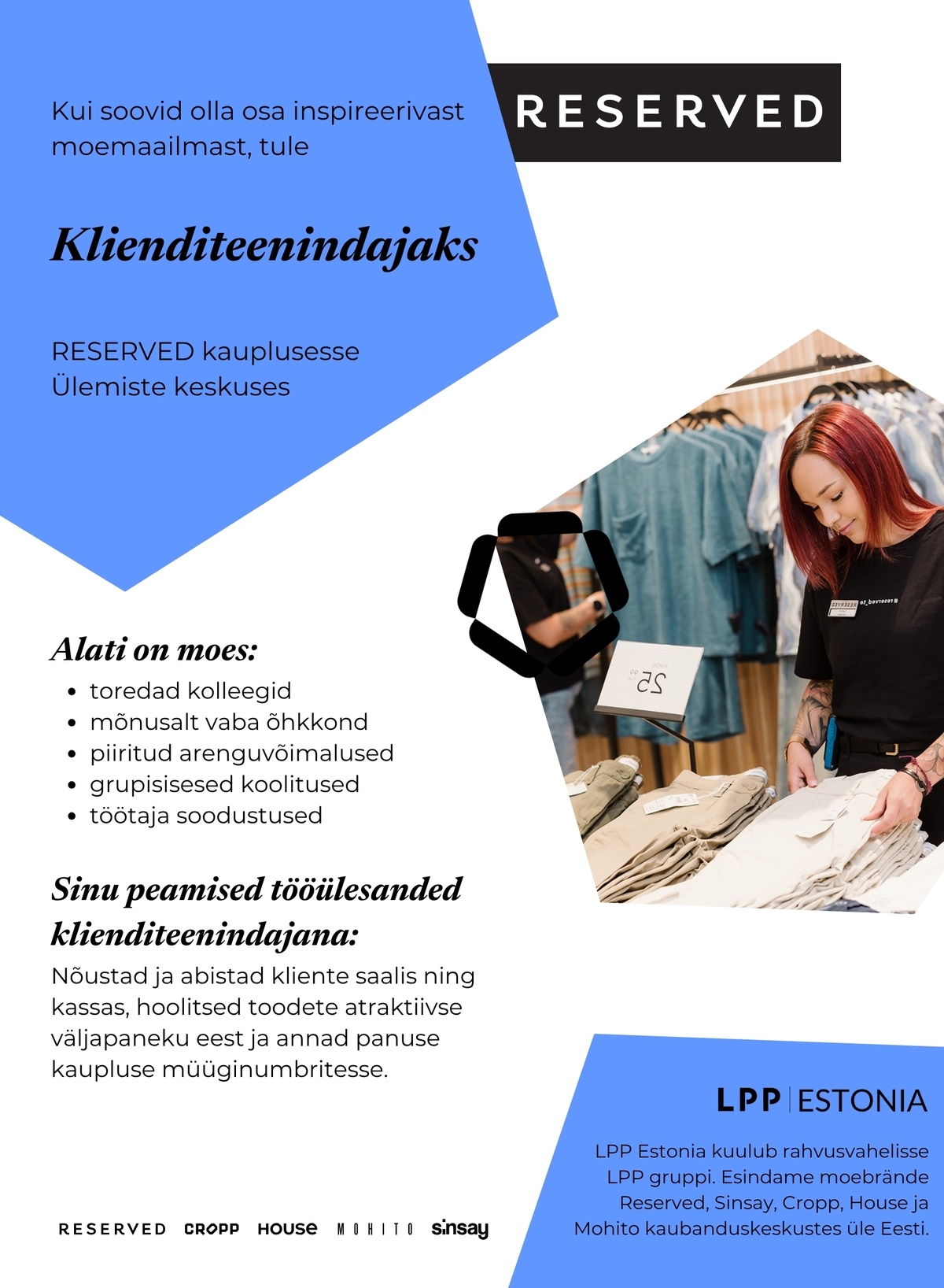 LPP Estonia OÜ Klienditeenindaja RESERVED kauplusesse Ülemiste keskuses!