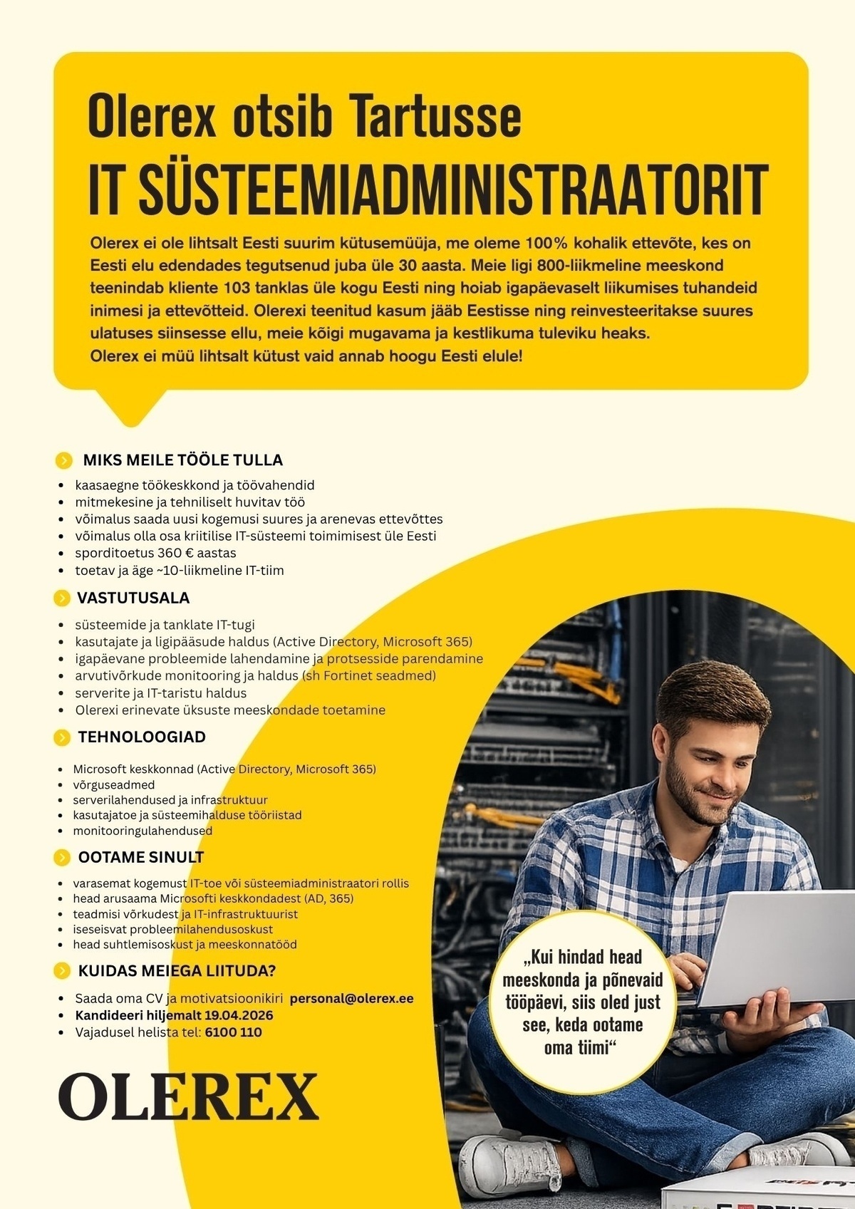 Olerex AS IT süsteemiadministraator