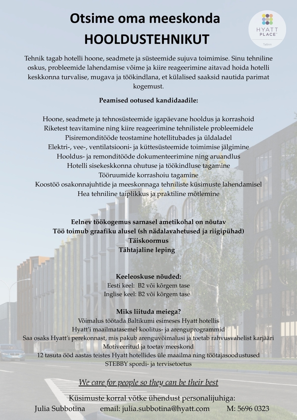 ESTMA HPT OÜ Hooldustehnik