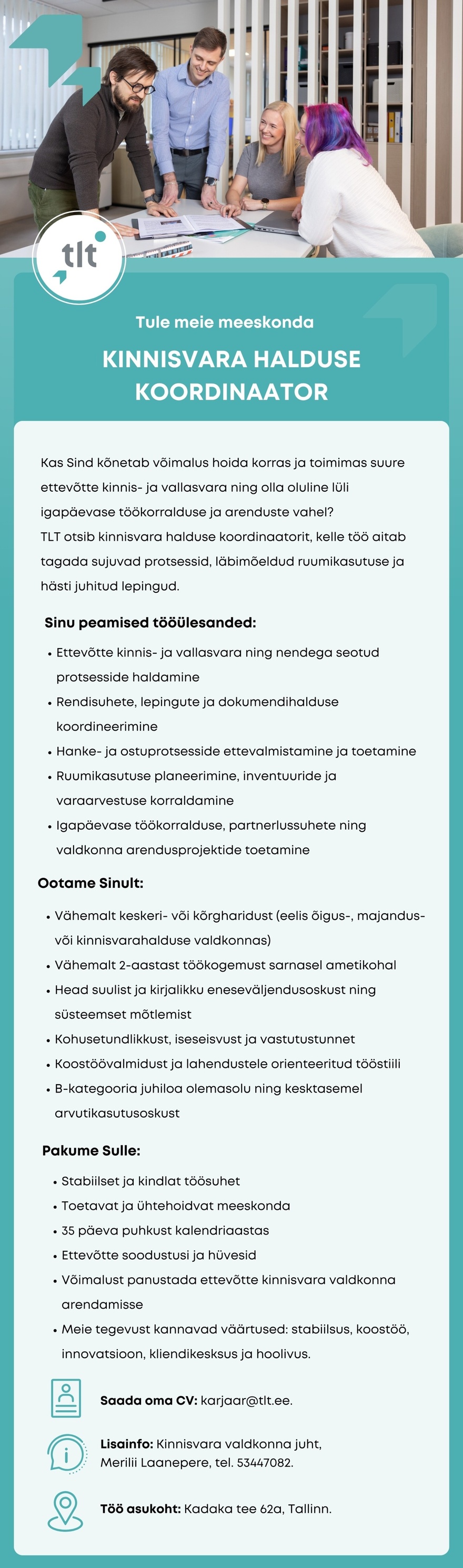 AS Tallinna Linnatransport KINNISVARA HALDUSE KOORDINAATOR