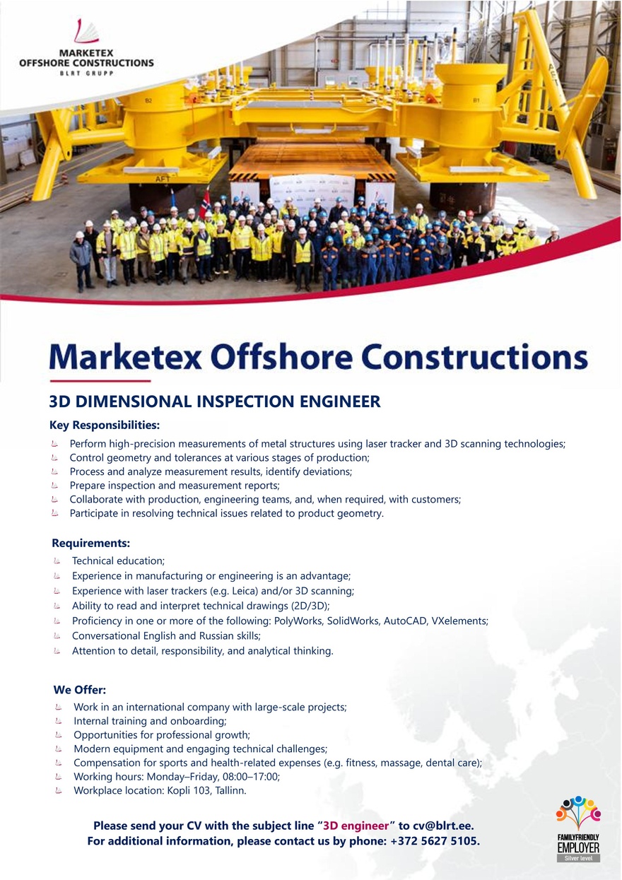 Marketex Offshore Constructions 3D dimensional inspection engineer