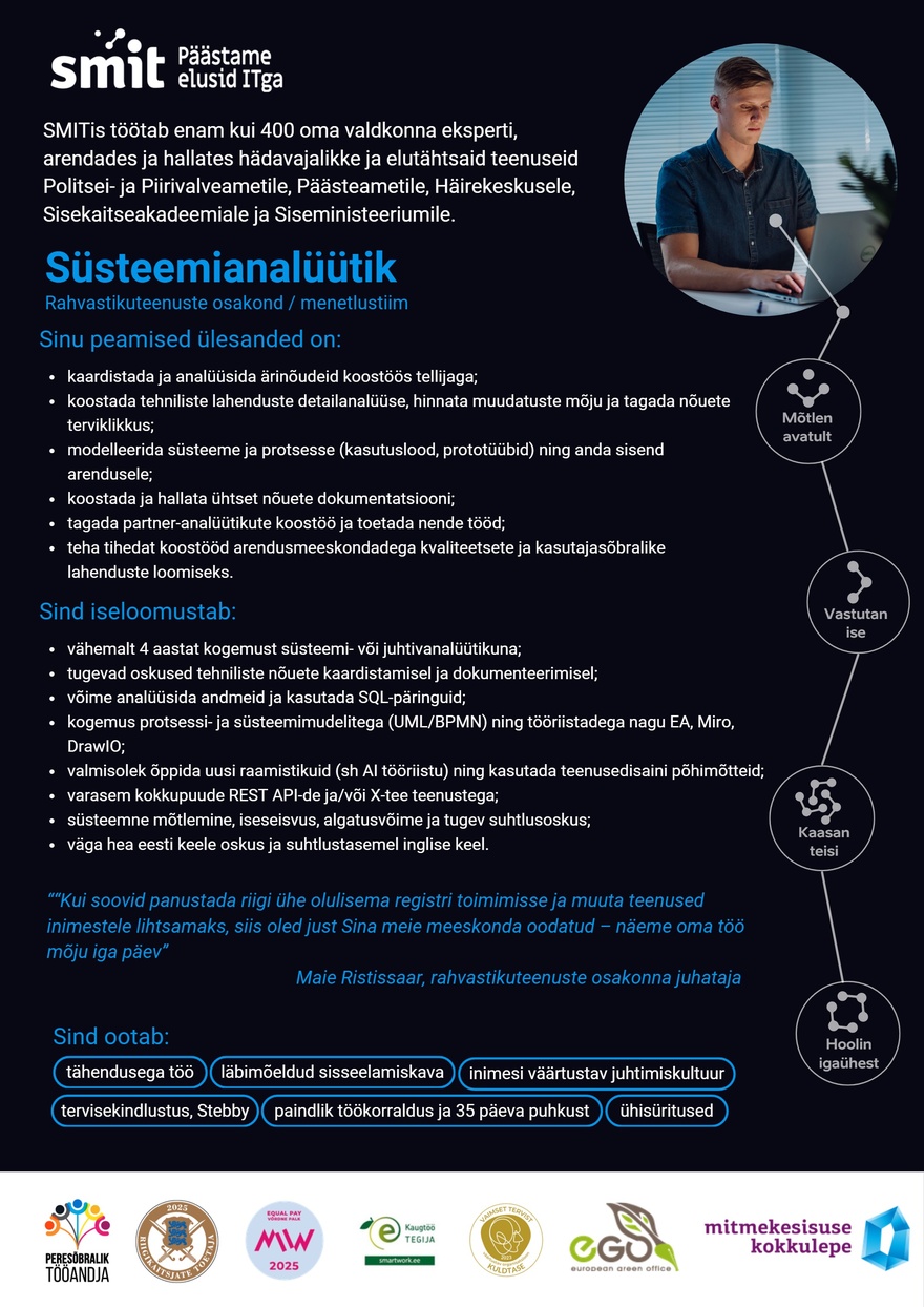 Siseministeeriumi infotehnoloogia- ja arenduskeskus Süsteemianalüütik