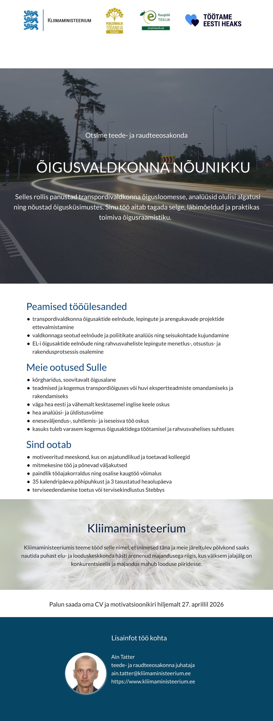 Kliimaministeerium Transpordiõiguse nõunik