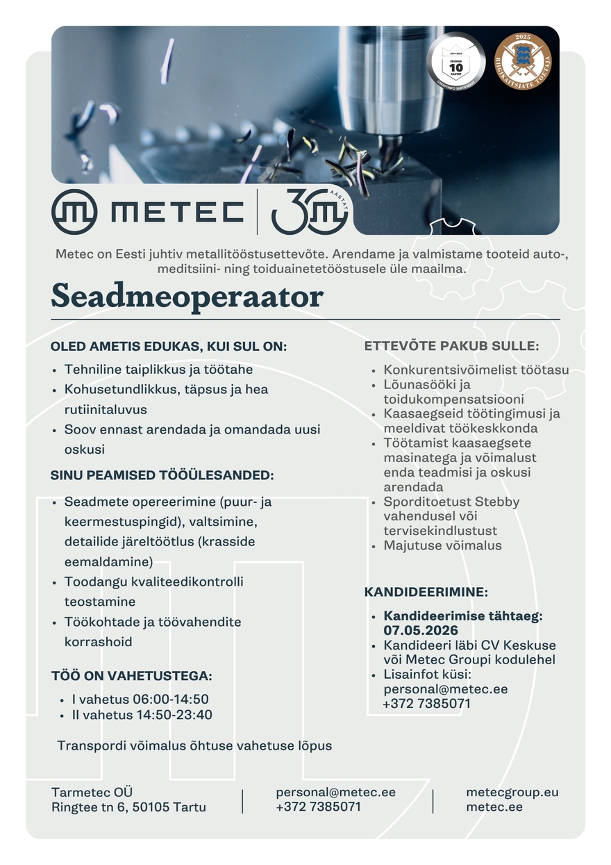 Tarmetec OÜ Seadmeoperaator