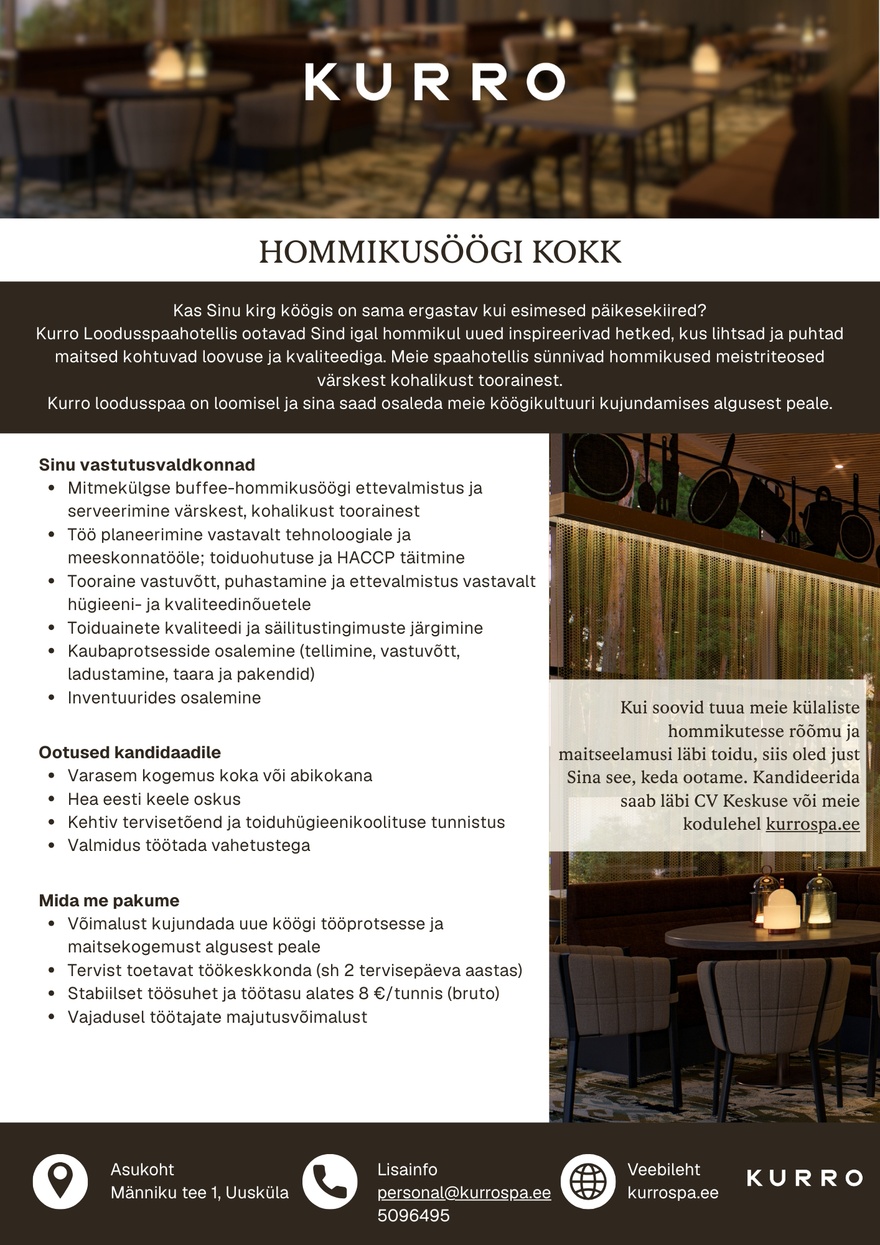 Loodusspaahotell OÜ Hommikusöögikokk