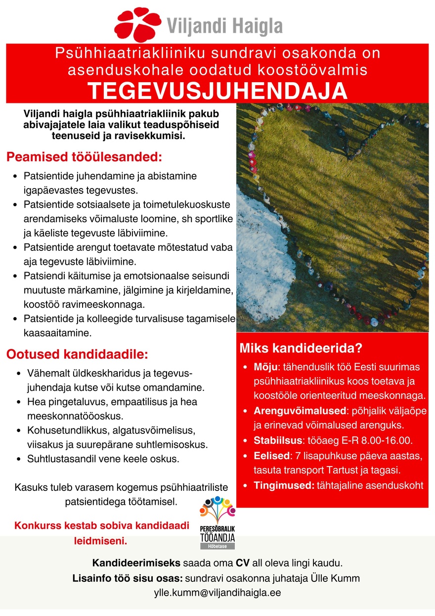 SA Viljandi Haigla Tegevusjuhendaja