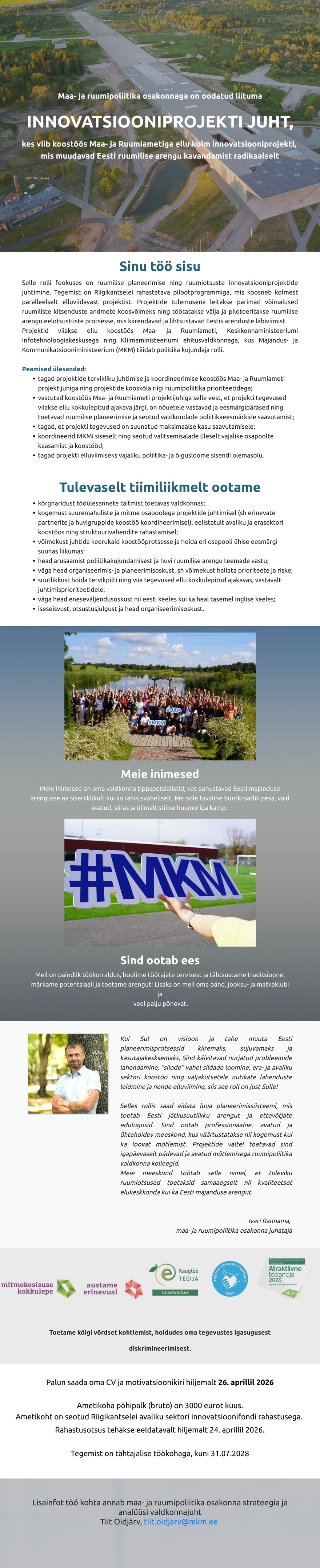 Majandus- ja kommunikatsiooniministeerium Innovatsiooniprojekti juht