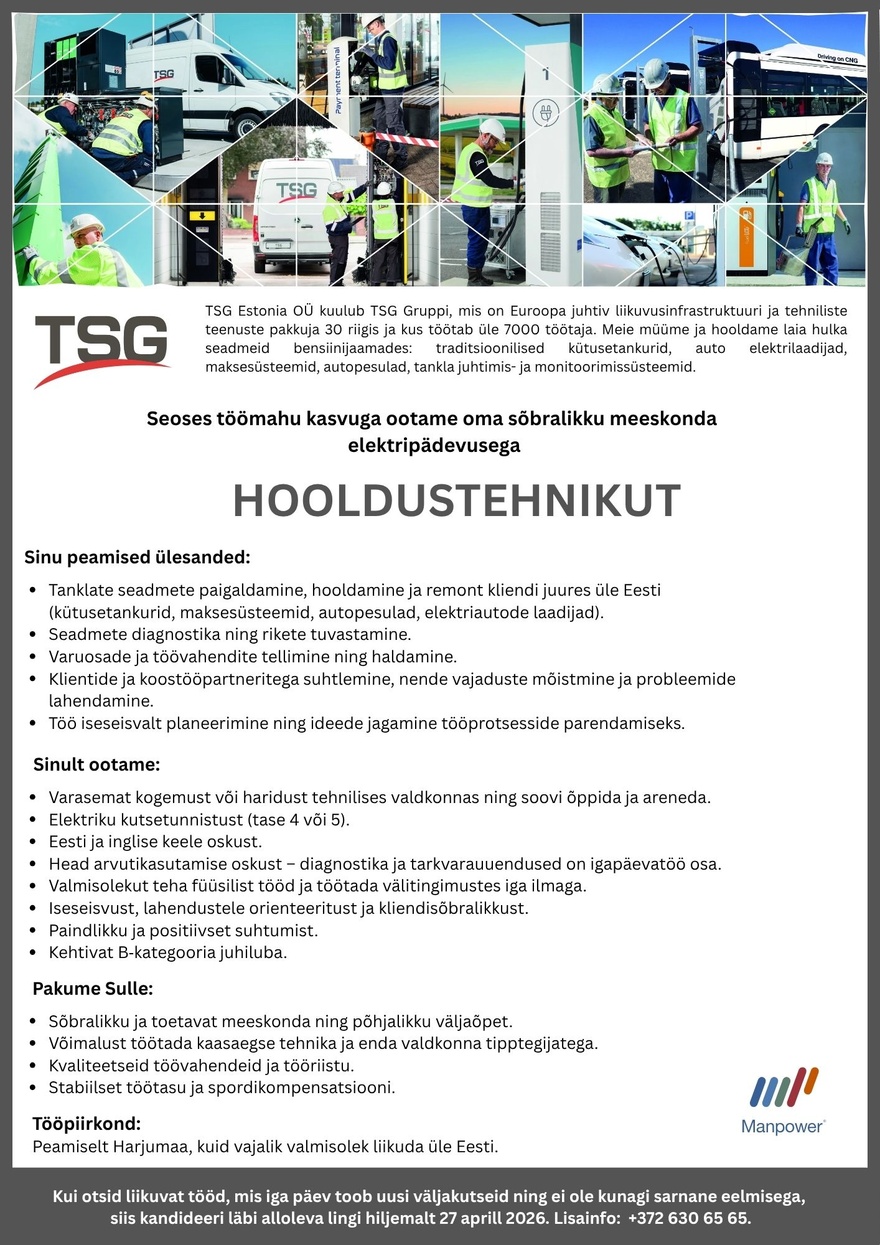 Manpower OÜ Hooldustehnik
