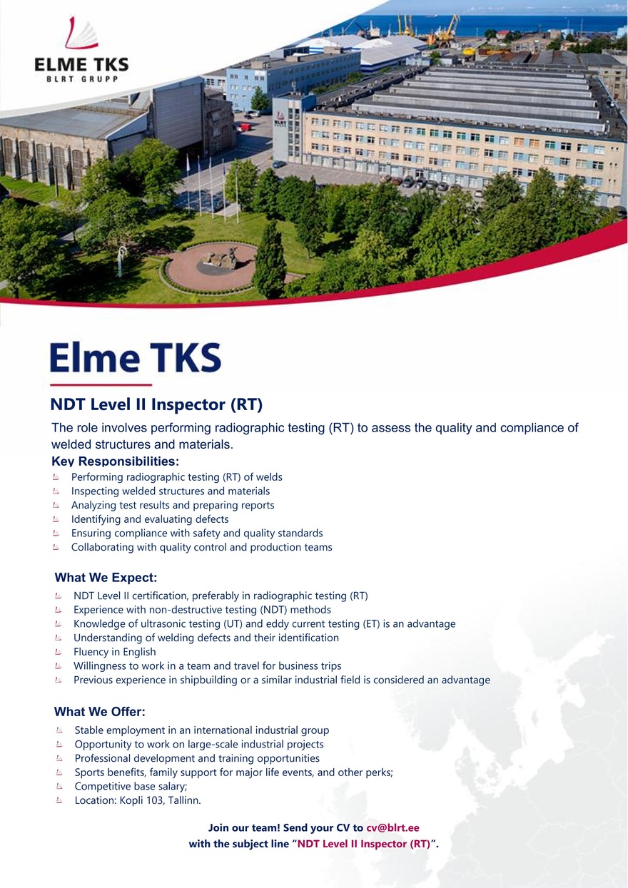Elme TKS NDT Level II Inspector (RT)