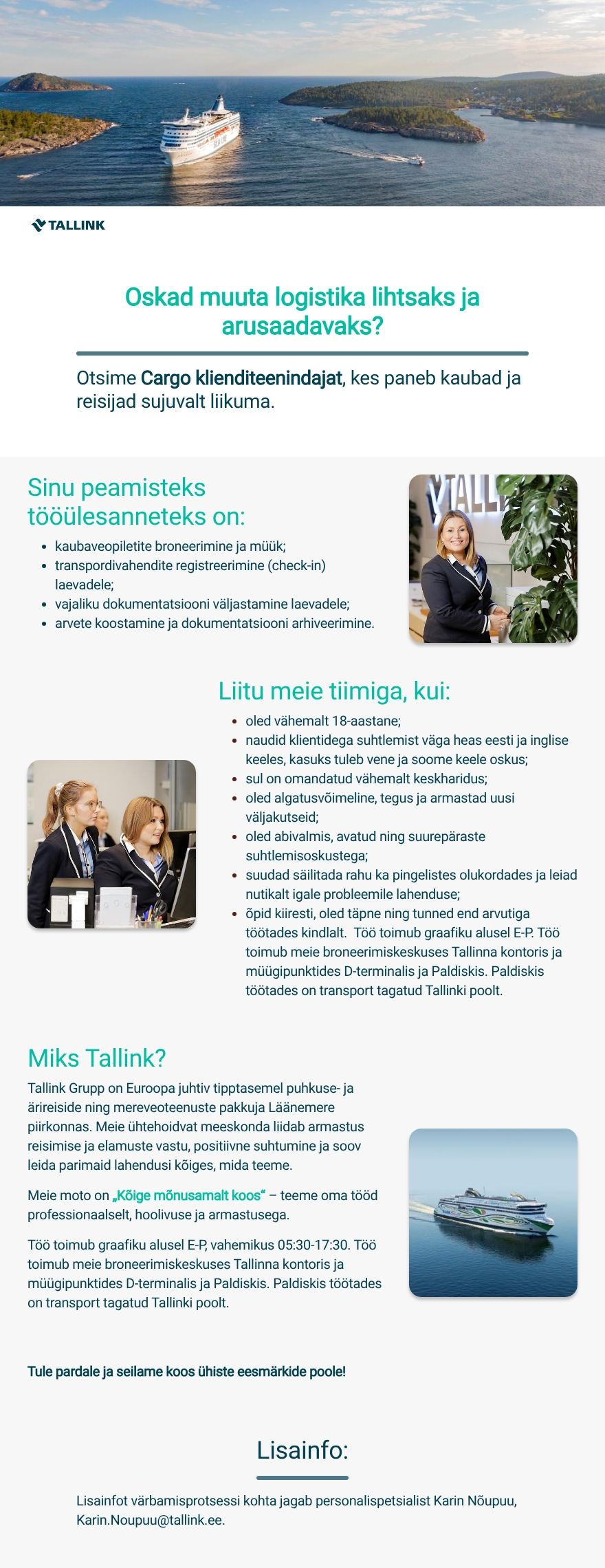 Tallink Grupp AS Cargo klienditeenindaja