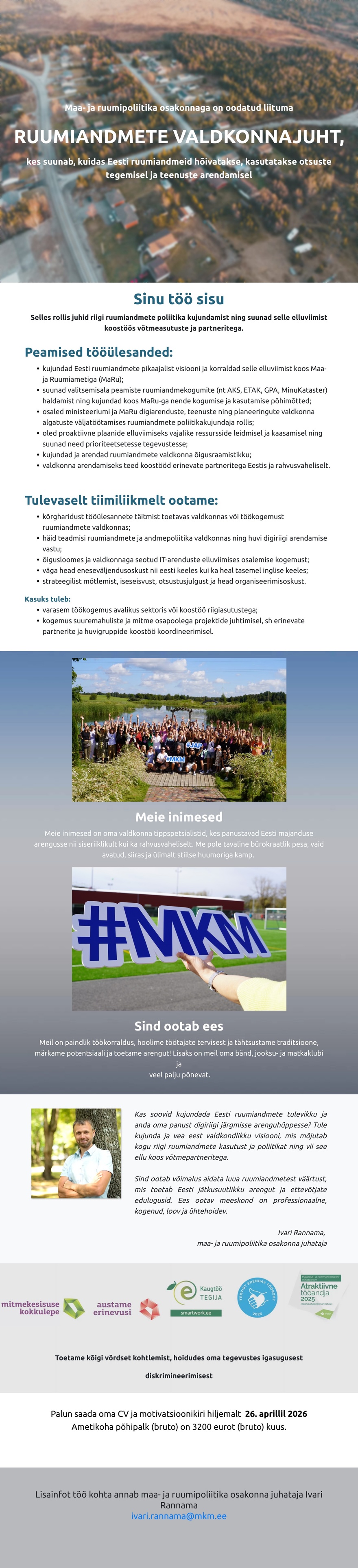 Majandus- ja kommunikatsiooniministeerium Ruumiandmete valdkonnajuht