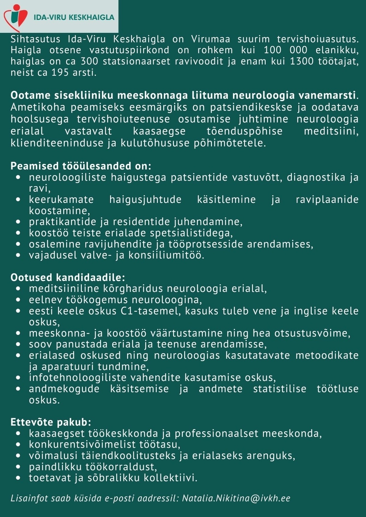 Ida-Viru Keskhaigla SA Neuroloogia vanemarst