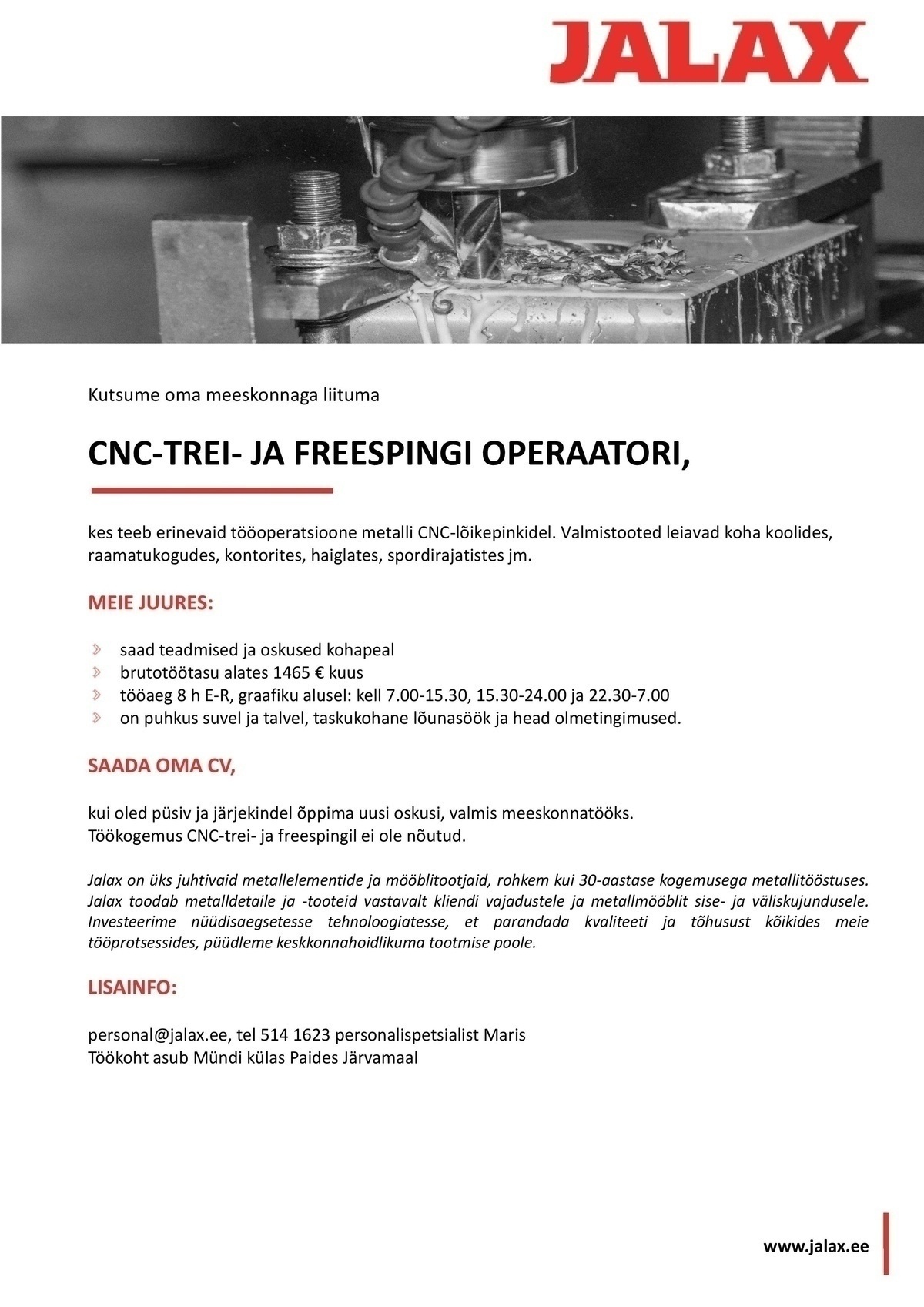 Jalax AS CNC-trei- ja freespingi operaator