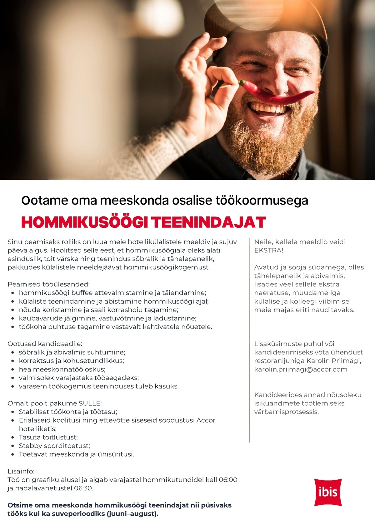 Juhkentali Hotel OÜ Hommikusöögi teenindaja