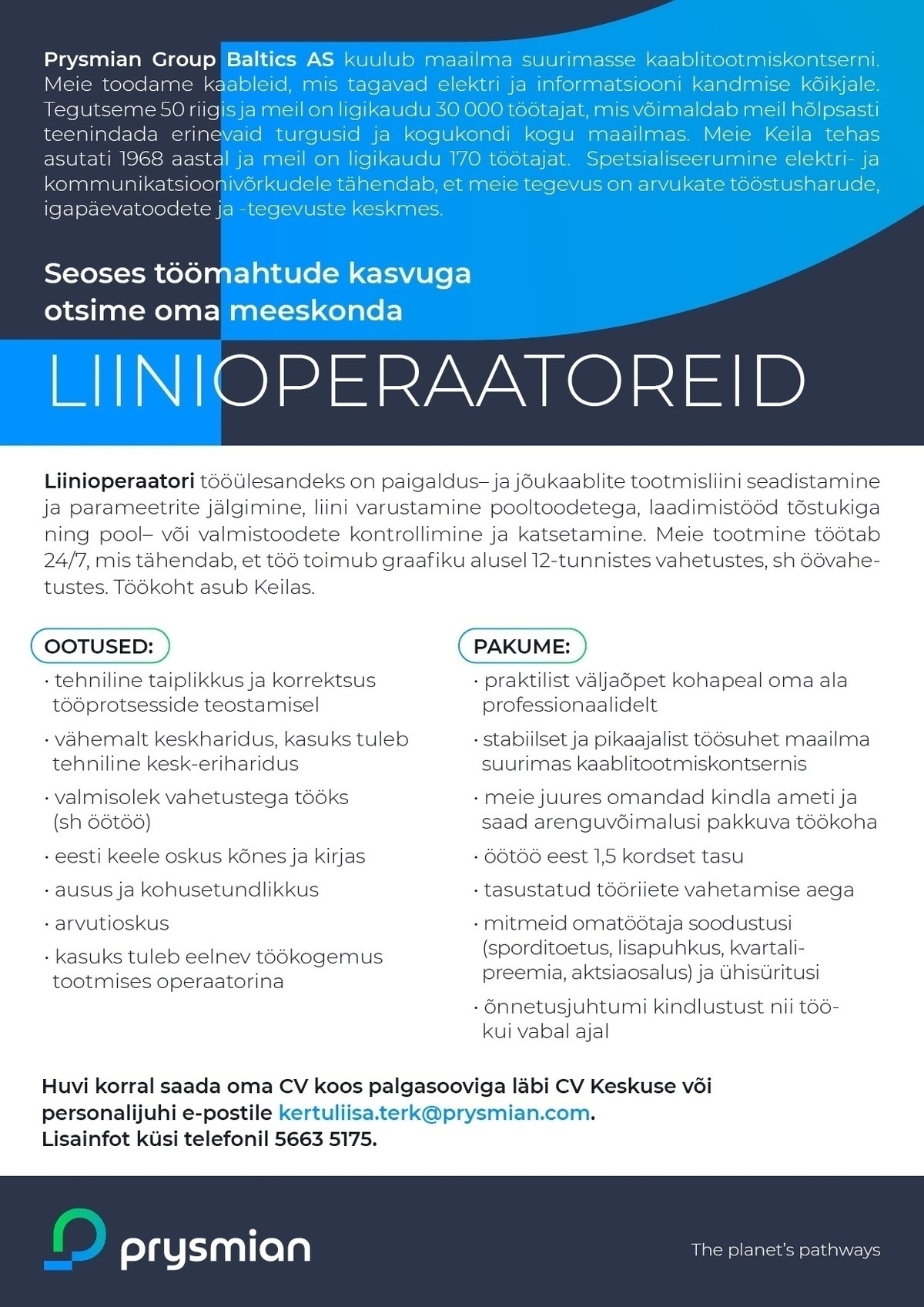 Prysmian Group Baltics AS LIINIOPERAATOR
