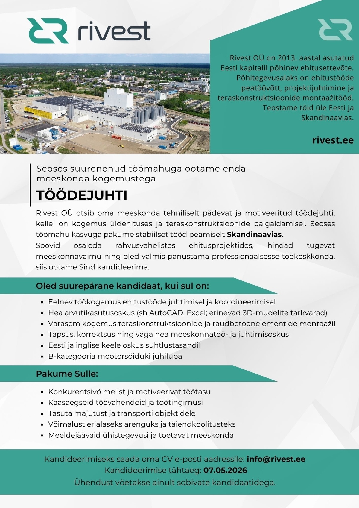 Rivest OÜ Töödejuht