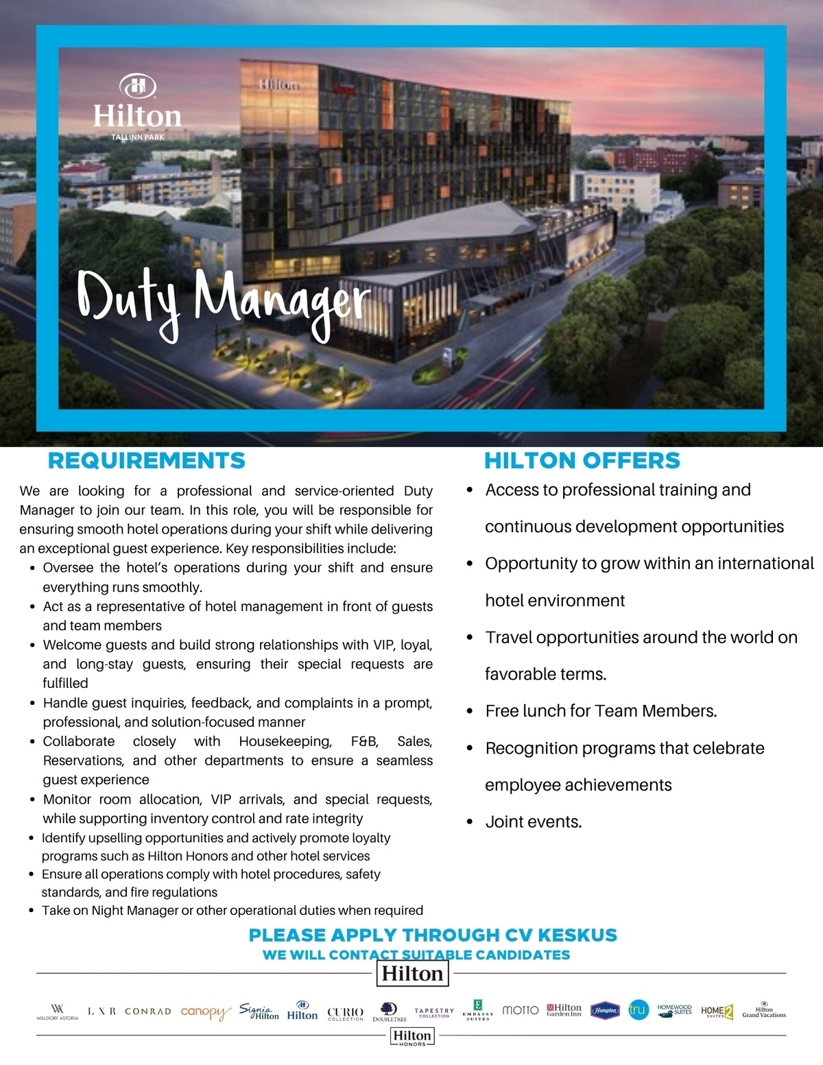 Hilton Tallinn Park Duty Manager